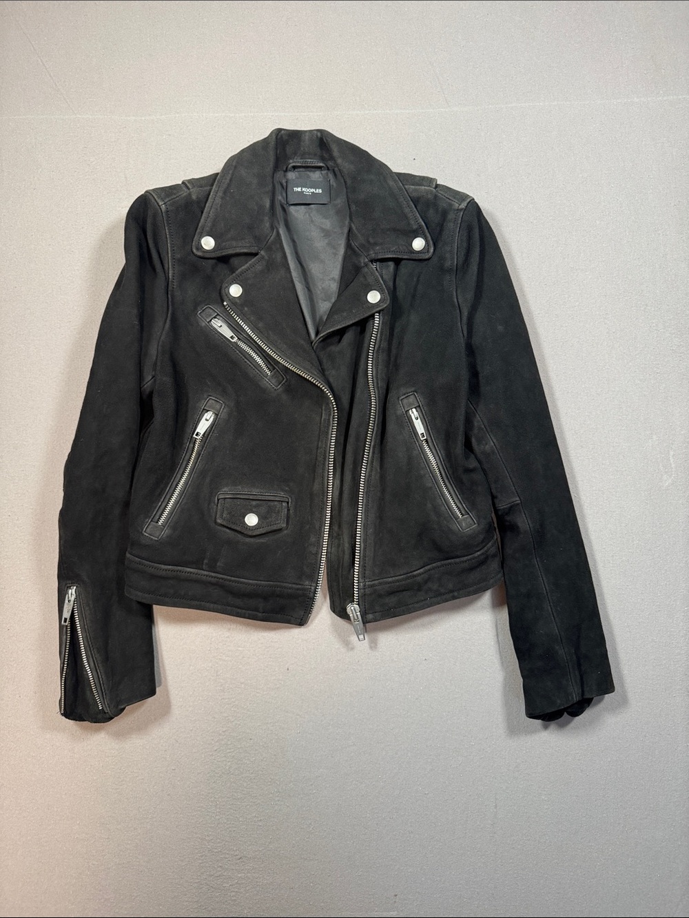 The Kooples Black Suede Moto Jacket. Size 2
